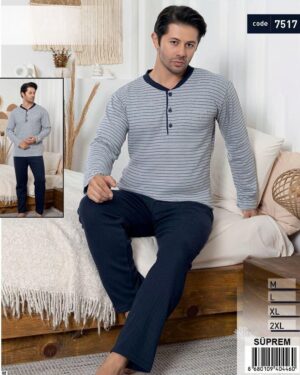 piżama męska bawełniana ocieplane 7517