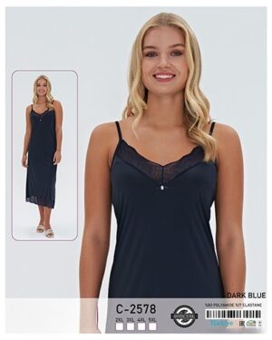 Długa Koszula Nocna Plus Size – Dark Blue (Model C-2578)